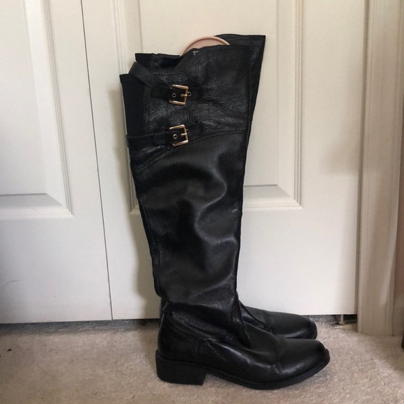 Steve Madden Shoes - Steve Madden - size 9 Black Leather Over the Knee Boots
